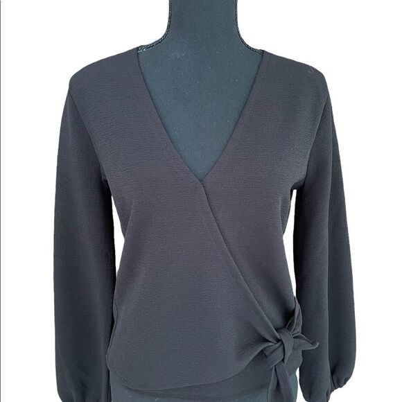 NEW with tags Madewell Texture & Thread black crepe wrap top, size S - Picture 5 of 9